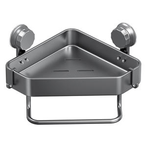 Étagère d'angle triangulaire à ventouse sans perçage avec barre de rangement pour toilettes et salle de bain - Product Image 1