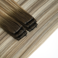 Nouvelles extensions de cheveux humains vierges européennes double trame Volume Genius Weft avec mèches blondes double trame Genius Weft