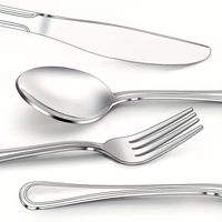 Ensemble de couverts en acier inoxydable moderne et élégant comprenant couteau, fourchette et cuillère, adapté aux restaurants, mariages et hôtels