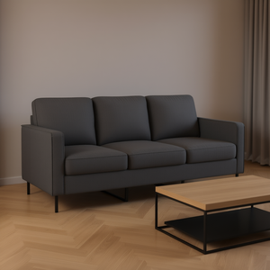 Dark Grey 3 Seater Sofa Metal Legs Textilene Cover Living Room Furniture - Product Image 2