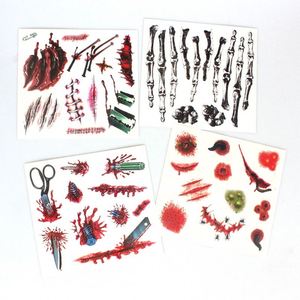 Autocollants de tatouage jetables à motifs effrayants, ensemble de décoration pour Halloween, fournitures de fête - Product Image 1