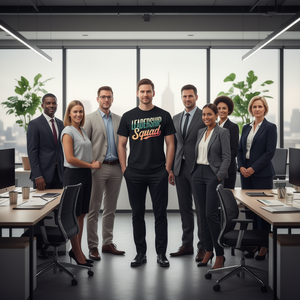 T-shirt Leaderships Squad noir à col rond, vêtements d'équipe de motivation - Product Image 1