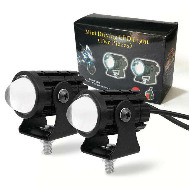 Two-color Adjustable Low Voltage 8-80V Waterproof LED Motorcycle Spotlight Car Headlight Draving Far Near Lighting