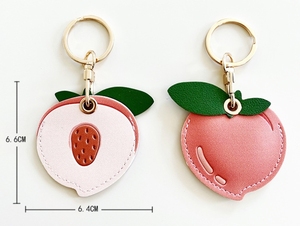 2025 nouveau porte-clés en cuir PU personnalisé pendentif sac suspendu chaîne mignon fruits voiture porte-clés de haute qualité prêt à expédier - Product Image 6