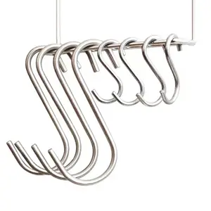 Stainless Steel Metal curtain Hanging Bulk Heavy Duty S Shaped Utility Coat Hooks For Overalls