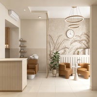 Aménagement intérieur de salon de beauté, décoration complète personnalisée de la pièce, station de manucure, aménagement de vitrine, rénovation de salon de coiffure