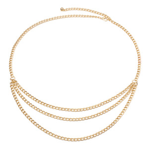 โซ่คาดเอวทรงเรขาคณิตหลายชั้นสีทอง แฟชั่นเครื่องประดับร่างกาย สวมใส่ได้ทุกวัน ทำจากโลหะผสมสังกะสี - Product Image 5