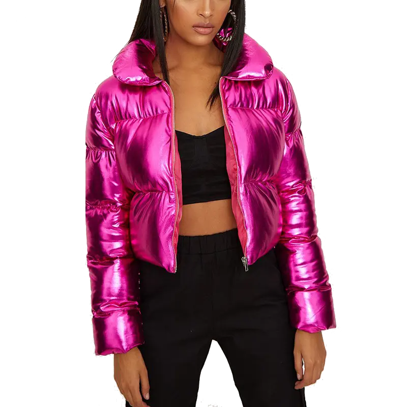 Hot Sale Best Long Sleeve Short Puffer Coats Women Pink Bubble Jackets