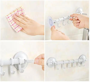 <span class=keywords><strong>Hot</strong></span> Bán Có Thể Điều Chỉnh 6 Móc Nhựa Liền Mạch Nhà Bếp Tường Móc Mạnh Mẽ Hút Cup Lưu Trữ Hút Tường Treo Móc - Product Image 4