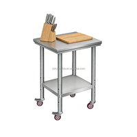 Table de travail double couche personnalisable en acier inoxydable 304 avec roulettes et table d'opération, modèle 2026, vente chaude