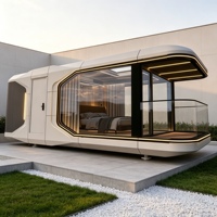 Maisonnette préfabriquée moderne certifiée CE, type capsule spatiale, isolée, mobile, pour hôtel, sans fuites de pluie