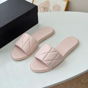 Sandales plates en cuir pour femmes, style créateur 2026, de haute qualité, motif losanges, pour l'extérieur et la plage - Product Image 3