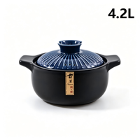 Casserole en céramique bleue de 4,2 L, couvercle en céramique, émail de qualité alimentaire, résistante aux hautes températures, compatible avec les cuisinières à gaz, ensemble d'ustensiles de cuisine