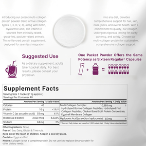 Colágeno Multi Tipo I, II, III, V y X para Mujeres, Mezcla con Vitamina C y E, 20 Sobres de Péptidos de Colágeno en Polvo - Product Image 2
