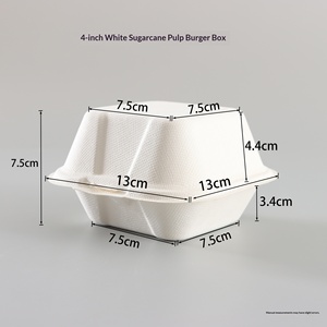 Kotak <span class=keywords><strong>Burger</strong></span> Sekali Pakai dari Pulp Biodegradable, Kotak Makan Siang, Kotak Kue, Kotak Salad, Kotak Kemasan - Product Image 6