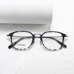 Marble Pattern Full Rim Rectangle <b>Eyeglasses</b> Titanium <b>Frame</b> Unisex Modern Anti-Uv Lightweight Vision Correction <b>Frames</b> - Product Image 1