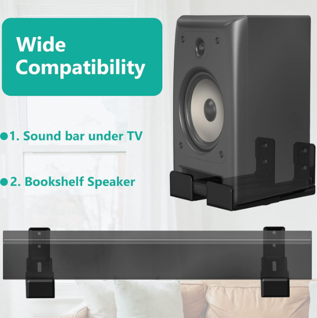 New Hot Sale Universal Blcke Rectangular Wall-mounted Soundbar Bracket Adjustable Metal Speaker Stand for Samsungers Soundbar