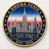 Pièce de collection commémorative en émail argenté sur le thème Empire State de New York, idéale comme cadeau d'anniversaire