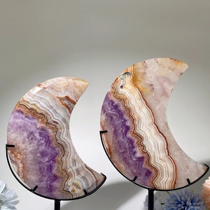 Vente en gros de cristaux naturels d'améthyste et d'agate, cristaux de lune polis et sculptés, artisanat en pierres précieuses pour décorations d'Halloween - Product Image 4