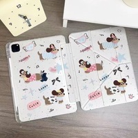 Étui pour tablette en cuir transparent léger et fin avec rotation magnétique et séparation pour iPad Air 4/5, motif chiot blanc