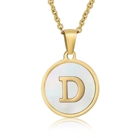 Collar de Moda con Letra, Joyería de Acero Inoxidable, Gargantilla con Inicial de Acero Inoxidable, Collares con Nombre de Letra en Concha para Mujer