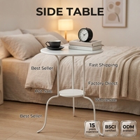 Table basse contemporaine à double niveau en métal avec structure en métal thermolaqué, design moderne pour salon, meubles de maison
