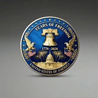 Pièce de collection en fer émaillé gaufré de qualité supérieure, avec motif Cloche de la Liberté, Aigle aux ailes éployées, Bouclier et Couronne de Laurier, pour Anniversaire