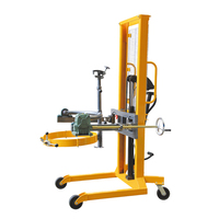 Tables élévatrices hydrauliques manuelles de 1.5M de hauteur Capacité de charge de 450kg Ascenseur de baril d'huile en acier avec empileur à tambour rotatif
