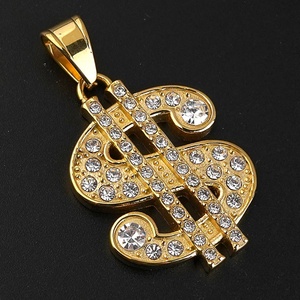 Full Diamond 18K Gold Plated Hip Hop Fashion Jewelry <b>Iced</b> <b>Out</b> Zircon US Dollar <b>Chain</b> Pendant Christian Religious Symbol - Product Image 1