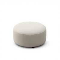 Pouf rond blanc crème en bouclette, repose-pieds en sherpa en forme d'arc, tabouret de salon, siège tambour, pour chambre à coucher et coiffeuse
