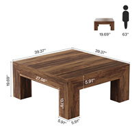 Tribesigns Table basse carrée de 39.4 pouces pour le salon, table de cocktail centrale en MDF avec pieds en bois robustes