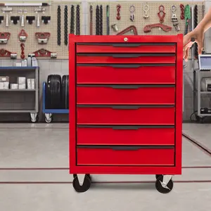 Zware Aangepaste 7 Lades Van Hoge Kwaliteit Op Maat Gemaakte Multifunctionele Professionele Garage Tool Trolley Universeel Wiel