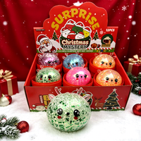 Jouet Squishy de Noël personnalisé en forme de chignon, poupée souple en caoutchouc scintillant à presser, sous emballage blister, pour commande en gros, fournitures de fêtes, revente
