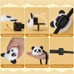 Lampe <span class=keywords><strong>frontale</strong></span> Panda pour enfants, lumière LED nocturne, mini lampe <span class=keywords><strong>frontale</strong></span> en silicone rechargeable USB Type-C, portable, lampe <span class=keywords><strong>frontale</strong></span> d'urgence pour le camping - Product Image 2