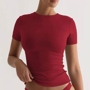 Dropshipping Y2K, ropa de calle de verano, camisetas de manga corta de punto ajustado para mujer, camisetas sexis ajustadas para chicas, camisetas holgadas para mujer - Product Image 5