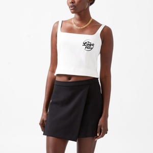 Top de Punto con Cuello Cuadrado para Mujer, Pure Allure, Manga Corta, Transpirable, Elástico, con Logotipo Personalizado, Moderno, Sexy, Informal - Product Image 1