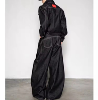 Costume en jean deux pièces pour homme, taille plus, brodé, respirant, bleu denim, pour un style décontracté
