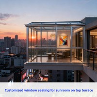 Véranda en aluminium pour cour, terrasse sur mesure, isolée, insonorisée, étanche, pour jardin extérieur incliné