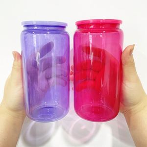 Canettes de soda en verre transparent coloré, incassables, sans BPA, en borosilicate, 16 oz, vierges pour sublimation - Product Image 4