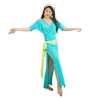 Vêtements de danse pour femmes 3 pièces Baladi Saidi Robe Hair Band Belt Costume Cotton Sexy Stage Dancewear Bellydance Fantasia