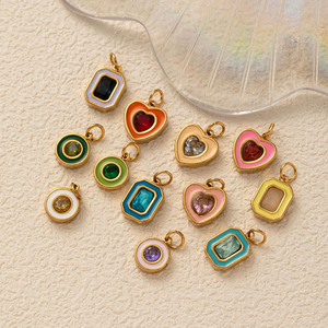 จี้ห้อยประดับอัญมณีประจำเดือนเกิดเคลือบเงา |   จี้สแตนเลสสตีลชุบทอง 18K PVD สำหรับทำเครื่องประดับ |   กันน้ำและป้องกันการแพ้ - Product Image 5