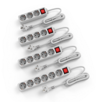 Multiprise EU Schuko 3, 4, 5 ou 6 prises avec interrupteur, câble d'extension avec mise à la terre pour la maison, le bureau, OEM