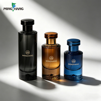 Flacon de parfum en verre bleu dégradé personnalisé 55 ml avec boîte cadeau cylindrique pour parfum