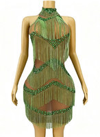 Nouvelle robe de danse latine à franges, sexy, pour soirée cocktail, mini-robe pour spectacle de groupe féminin