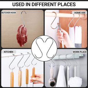 Ganchos en Forma de S para Colgar Carne Ahumada, Tocino, Jamón, Asados, Utensilios de Cocina de Acero Inoxidable, Ganchos en S de 12/15/18 cm - Product Image 3