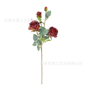 Rose artificielle Dongchen Crafts en forme de flocon de neige, tige unique, 4 têtes, pour décoration de mariage et de maison, arrangement floral - Product Image 5