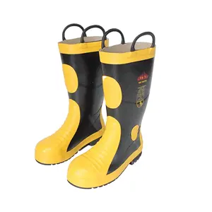 EN сертифицированные защитные ботинки пожарного со стальным носком, резиновые ботинки для спасения пожарного, Botas De Caucho