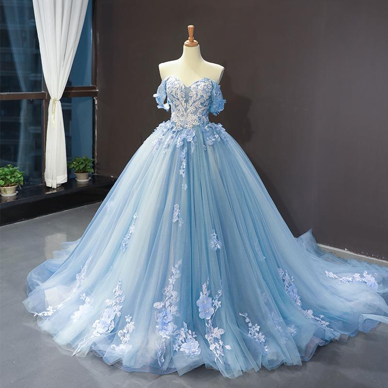 Blue Wedding Dresses Ball Gown Suppliers Elegant Stylish