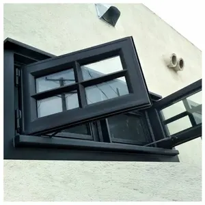 伝統的な住宅用スチール開き窓金属フレーム透明ガラス装飾格子