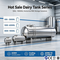 Tanque de Almacenamiento de Leche Horizontal Grande de 5000-100000L, Acero Inoxidable SS304, Aislado, Sanitario, para Granjas Lecheras, con Certificación ASME y CE, Directo de Fábrica